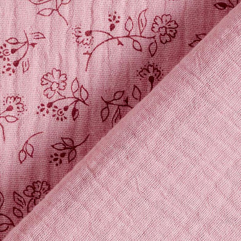 Mušelín / dvojitá mačkaná tkanina Malé úponky květů – růžová,  image number 4