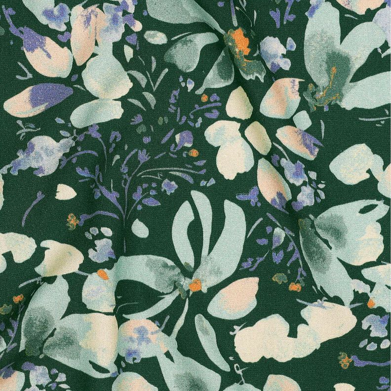 Viskózová tkanina Digitální tisk jarních květů – tmavě zelená/světle mátová,  image number 2