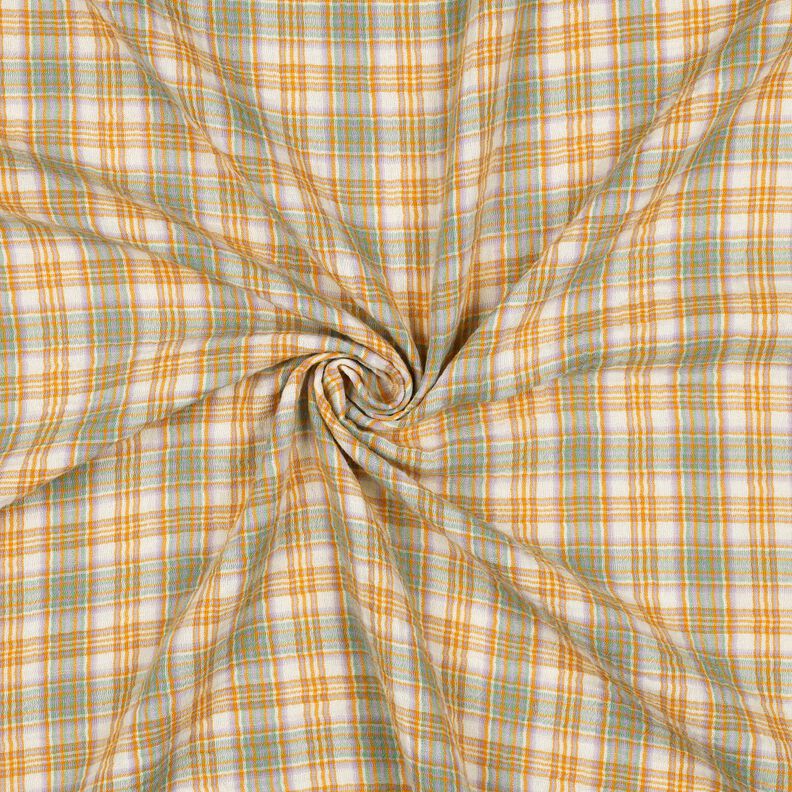 Mušelín / dvojitá mačkaná tkanina Károvaná | Poppy Fabrics – kari žlutá/šalvějová,  image number 3