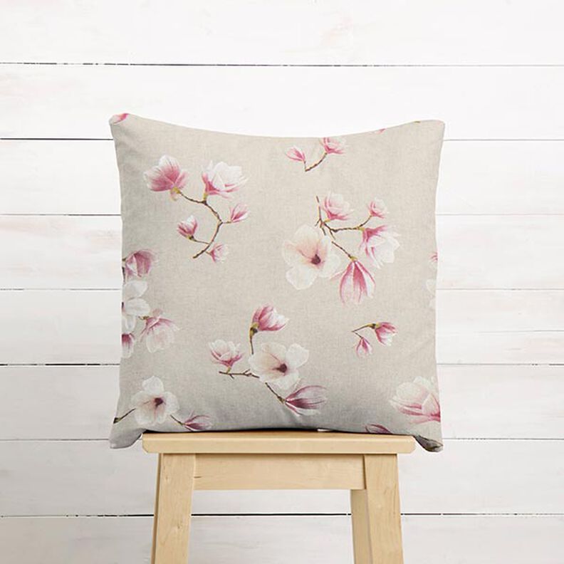 Dekorační látka Polopanama Květ magnolie – slézová/přírodni, image number 7