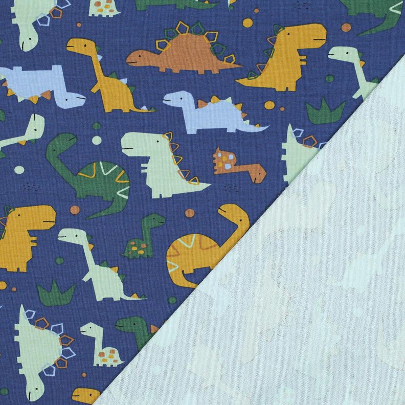 Letní teplákovina Dinosauři | Poppy Fabrics – indigová/světle modra,  image number 4