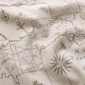 Dekorační látka Polopanama Námořní mapa – přírodni, 