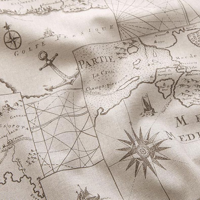 Dekorační látka Polopanama Námořní mapa – přírodni,  image number 2