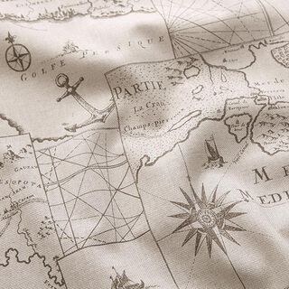 Dekorační látka Polopanama Námořní mapa – přírodni, 