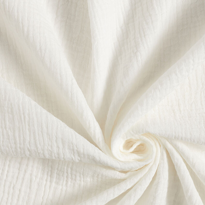 Mušelín / dvojitá mačkaná tkanina – vlněná bílá,  image number 1