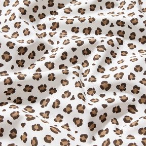 Bavlněný popelín Leopardí potisk – slonová kost/srnčí hnědá, 