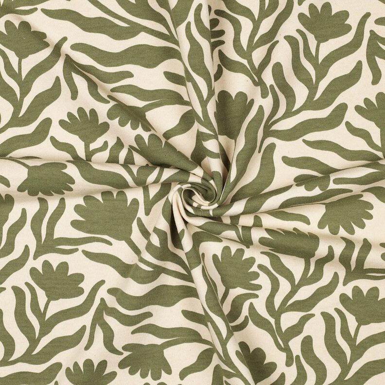 Teplákovina počesaná nebělené Květiny | Poppy Fabrics – kremová/khaki,  image number 3
