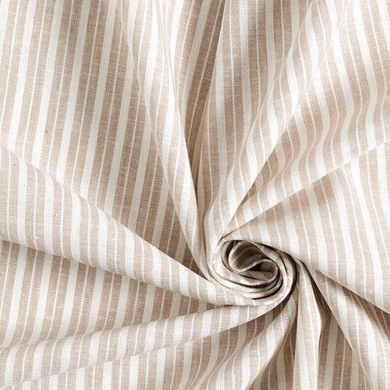 Směs lnu a bavlny proužek široký – béžová/vlněná bílá,  image number 3