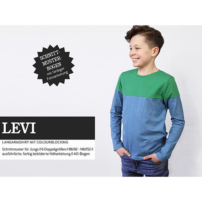 LEVI – tričko s dlouhým rukávem s barevnými bloky, Studio Schnittreif  | 86 - 152,  image number 1