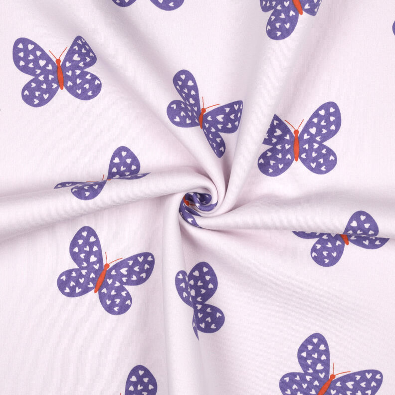 Teplákovina počesaná Velcí motýli | Poppy Fabrics – pastelove šeříková/modrofialková,  image number 3