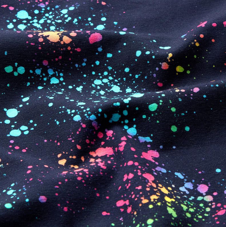 Bavlněný žerzej Barevné cákance barev | Glitzerpüppi – namornicka modr/mix barev,  image number 1