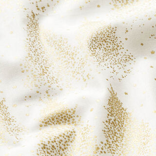 Bavlněná látka Popelín Jedle se zlatým prachem – vlněná bílá/zlatá, 