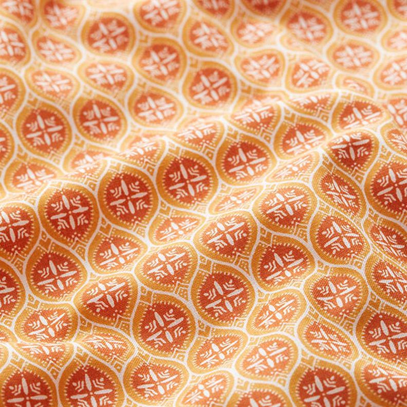 Bavlněný kreton Ornamenty na dlažbě – oranžová,  image number 2