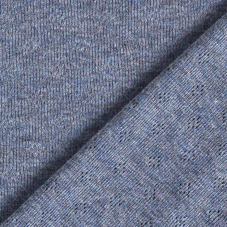 Žerzej z jemného úpletu s dírkovaným vzorem  Melange – džínově modrá,  image number 4