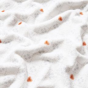 Hebký fleece Diamanty a srdce – slonová kost/mědená, 