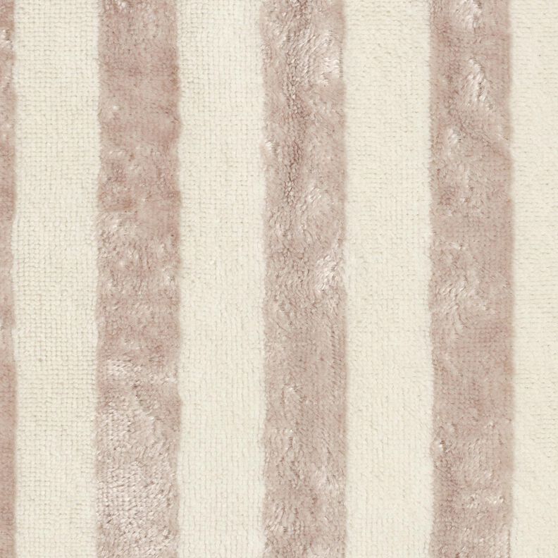 Froté látka Bambus Široké pruhy – mandlová/taupe (šedohnědá), image number 1