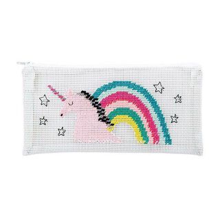 Vyšívací sada Pouzdro s jednorožcem 10x21 cm | Rico Design – bílá/růžová, 