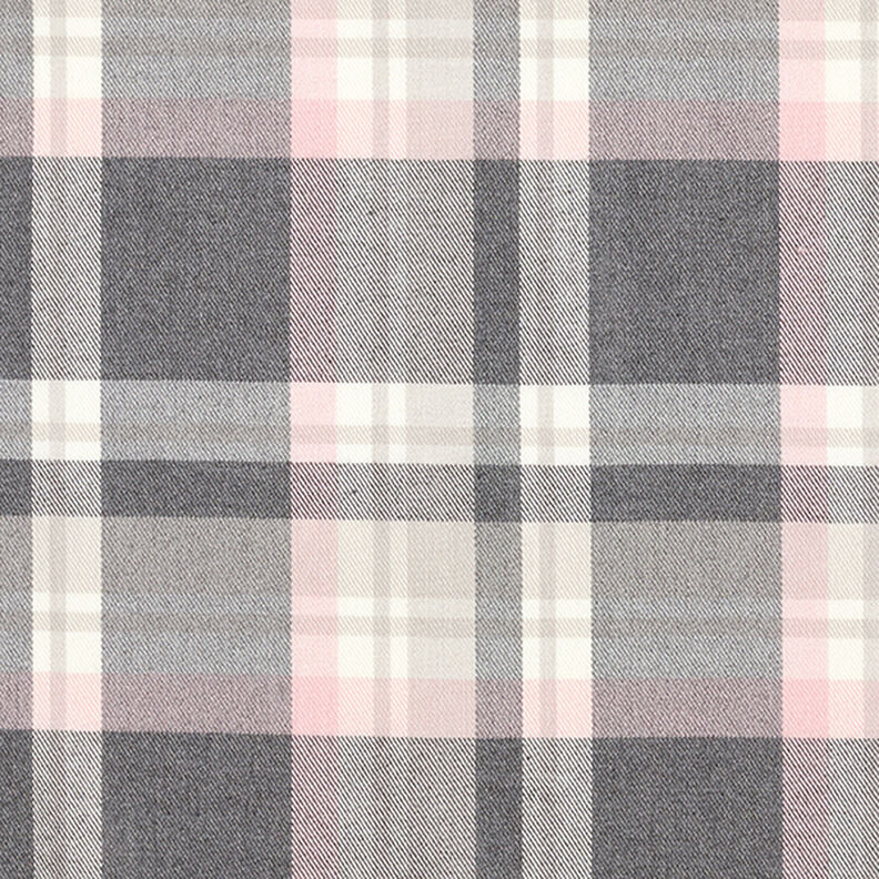 Strečová látka na kalhoty Skotská kostka – břidlicově šedá/rose,  image number 1