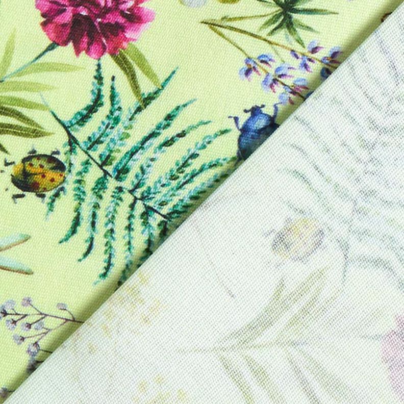 Látka pro venkovní použití Plátno Divoké květiny a hmyz – pastelově zelená,  image number 4