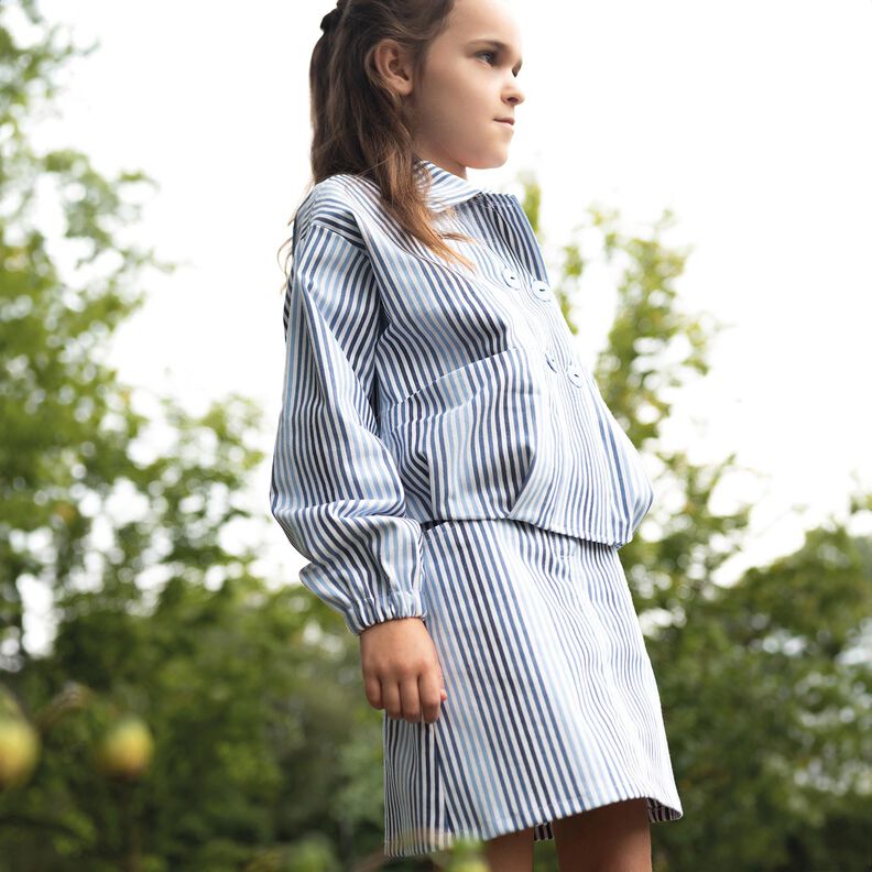Denim Směs s bavlnou Pruhy | Poppy Fabrics – džínově modrá/vlněná bílá,  image number 7