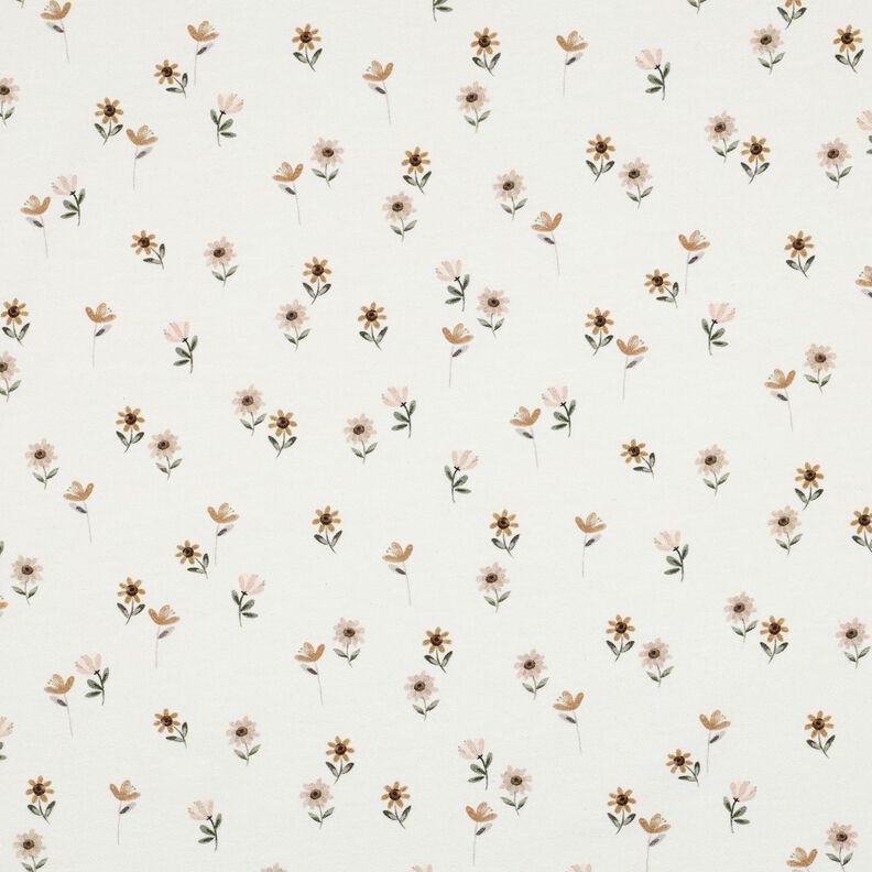 Bavlněný žerzej Roztomilé květiny digitální potisk | Poppy Fabrics – slonová kost/karamelová,  image number 1