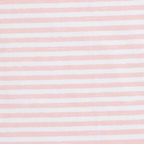 Bavlněná látka Kreton Ležérní pruhy – světle růžová/bílá, 