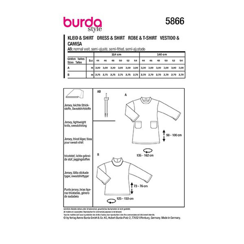 nadměrné šaty / tričko | Burda 5866 | 44-54,  image number 9