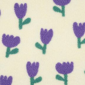 Plyš teddy tulipány | Poppy Fabrics – slonová kost, 