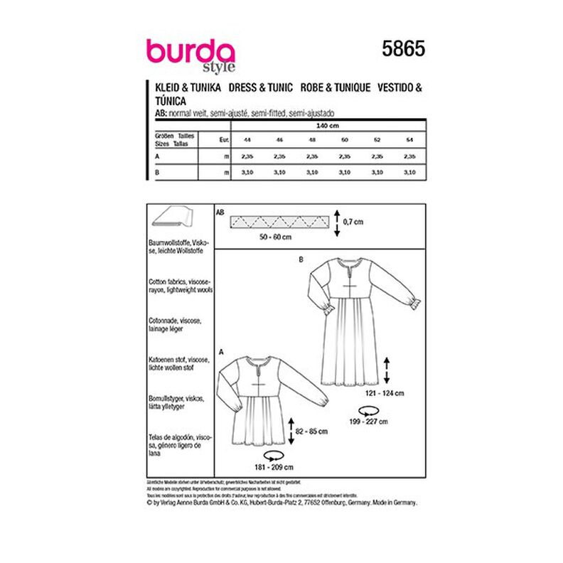 nadměrné šaty / tunika | Burda 5865 | 44-54,  image number 9