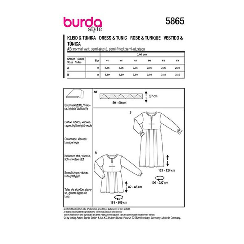 nadměrné šaty / tunika | Burda 5865 | 44-54,  image number 9