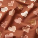 Teplákovina počesaná akvarelová srdíčka digitální potisk | by Poppy – terracotta/lososová, 