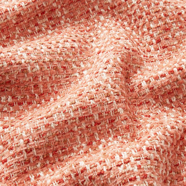 Čalounická látka Barevný bouclé vzhled – starorůžová/kremová,  image number 2