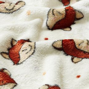 Hebký fleece Doubleface (oboustranná látka) Přátelské lišky – vlněná bílá/hnědá, 