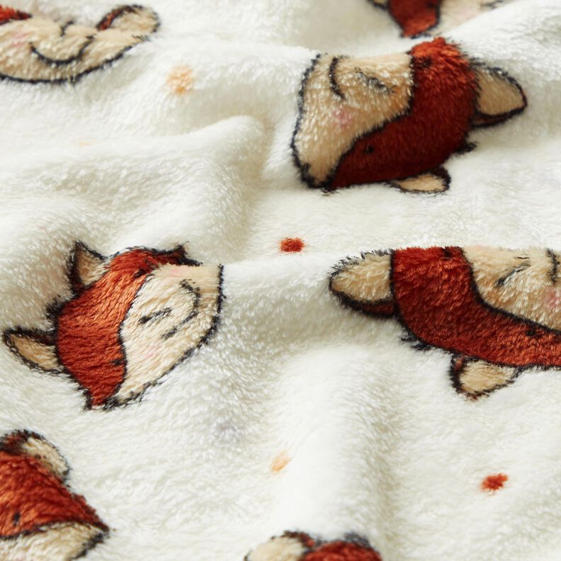 Hebký fleece Doubleface (oboustranná látka) Přátelské lišky – vlněná bílá/hnědá,  image number 2