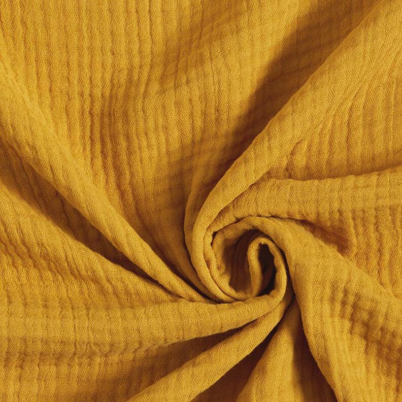 GOTS Třívrstvý bavlněný mušelín – kari žlutá,  image number 1