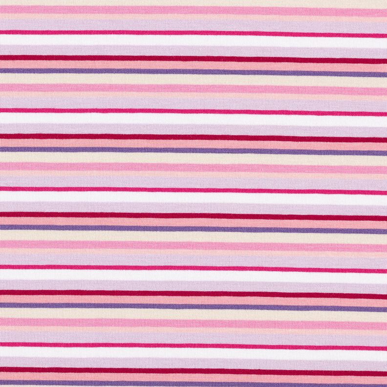 Bavlněný žerzej Úzké proužky – šeříková/pink, image number 1