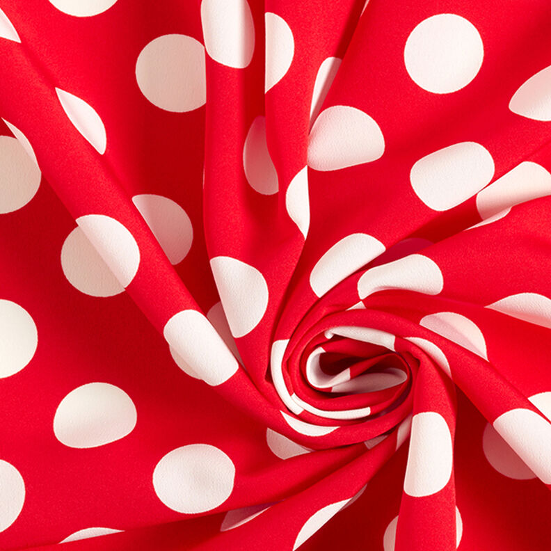 Krepová tkanina puntíky [2,5 cm] – červená,  image number 3