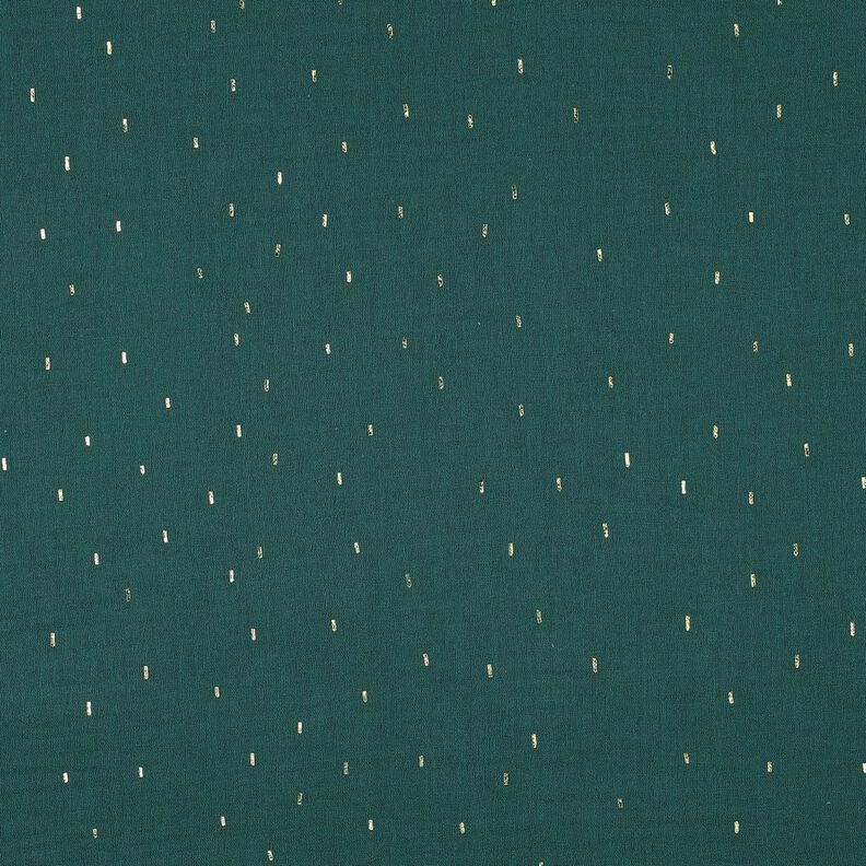 Mušelín / dvojitá mačkaná tkanina Pravoúhelník Fóliový potisk | Poppy Fabrics – modrá jedle/zlatá,  image number 1