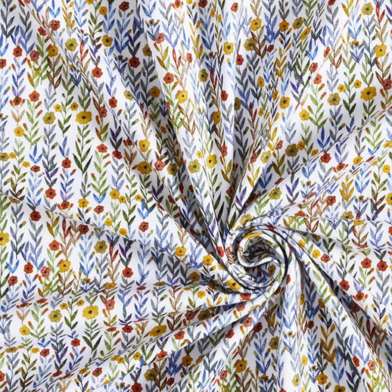 Bio bavlněný žerzej Květinová louka digitální potisk – vlněná bílá,  image number 3