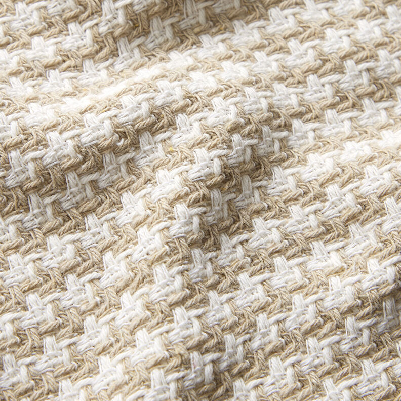 Hrubozrnná tkanina houndstooth – béžová/bílá, image number 2