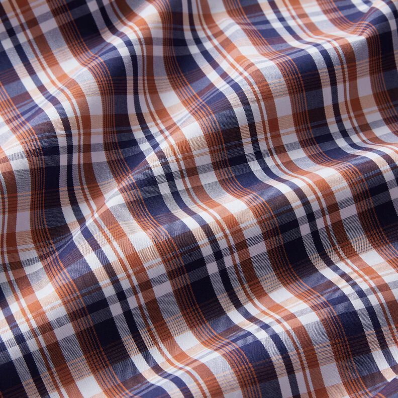 Tkanina na košile klasické Karo – namornicka modr/mědená,  image number 2