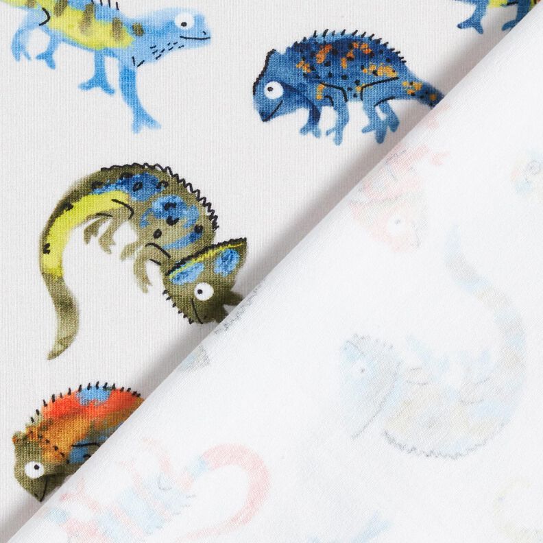 Bavlněný žerzej drzí chameleoni digitální potisk | by Poppy – vlněná bílá,  image number 4