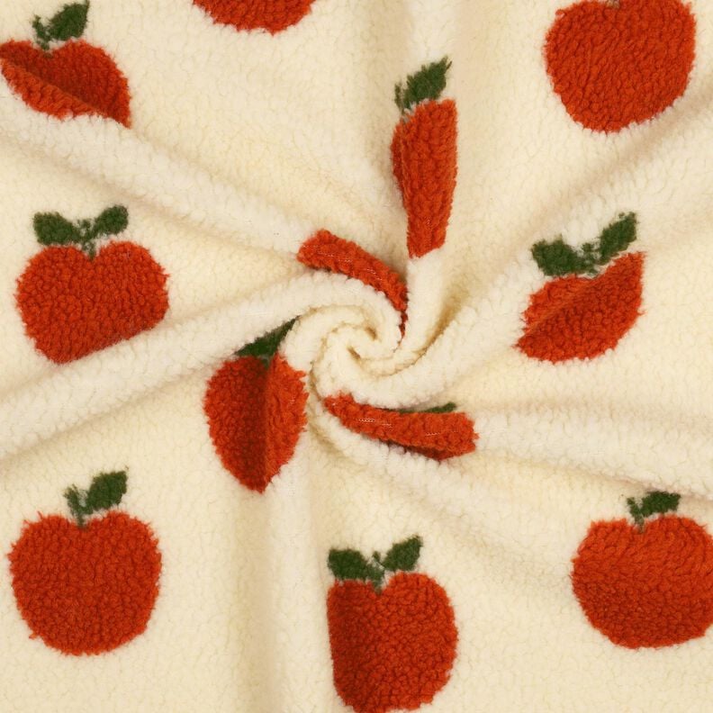 Plyš teddy Jablka | Poppy Fabrics – vlněná bílá/terracotta,  image number 3