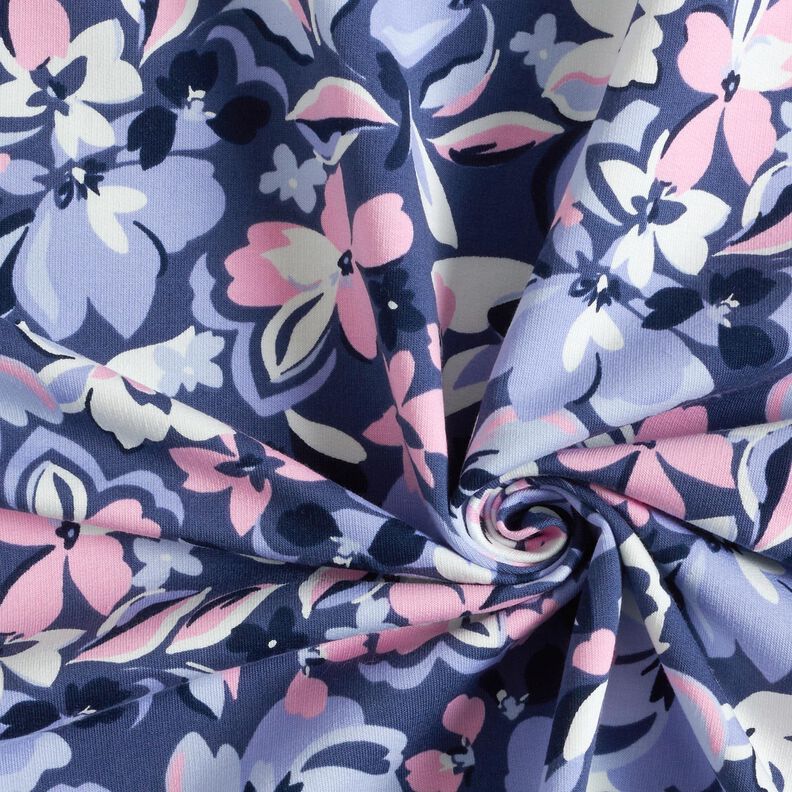 Letní teplákovina Velké květiny | Poppy Fabrics – džínově modrá,  image number 3