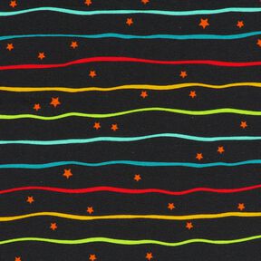 Bavlněný žerzej Proužky Me Ribbons | Stoff&Liebe – černá, 