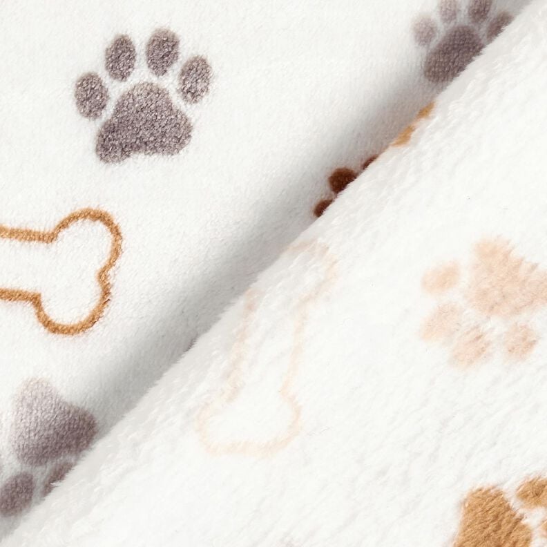Hebký fleece Tlapky a kosti – slonová kost/tmavá taupe, image number 4