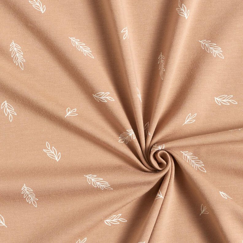 Bavlněn&yacute; žerzej Listy &ndash; světle hněd&aacute;,  image number 3