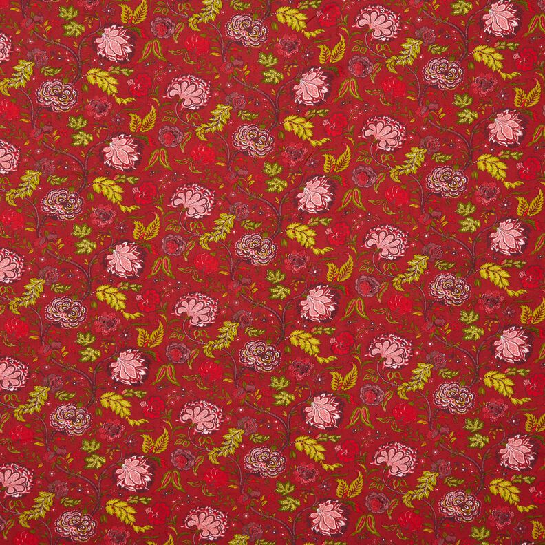 Viskózová tkanina Paisley květiny – karmínově červená/ohnivě červená,  image number 1