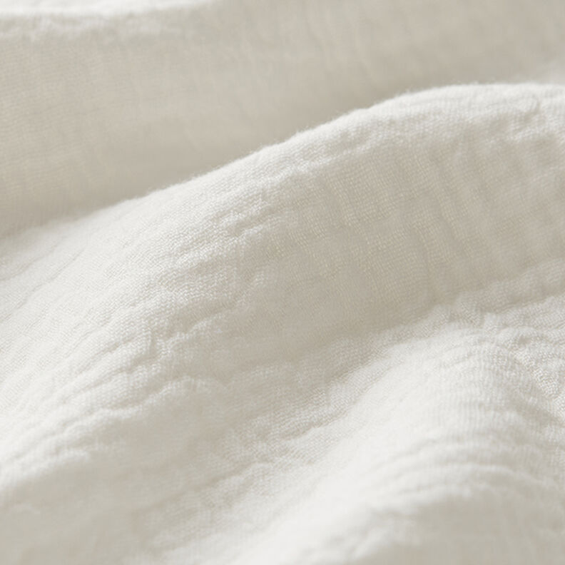 Mušelín / dvojitá mačkaná tkanina – vlněná bílá,  image number 3