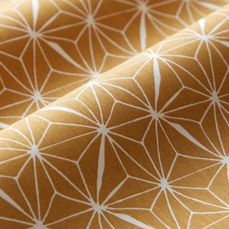 Povrstvená bavlna Grafické hvězdy – hořčicove žlutá/bílá,  image number 3